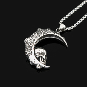 Yunnique – collier crâne de lune en acier inoxydable pour hommes, pendentif gothique, bijoux, accessoire de mode - Product Image 3