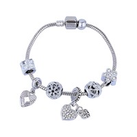 Bracelet perlé DIY tendance en acier inoxydable avec perles à grand trou motif fleur d'amour, accessoires de bijoux pour femmes