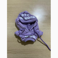 Housse de lightstick Kpop Arirang, modèle sweat à capuche violet, pour poupées en peluche de 20 cm, vêtements de poupée miniatures mignons, poupée en peluche douce, cadeau de soutien pour concert V JIn JK
