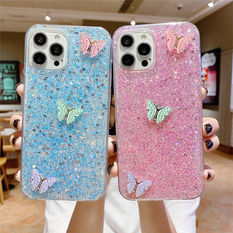 สำหรับ Iphone 13เคส Kawaii Butterfly,สำหรับ Iphone 13เคสโทรศัพท์มือถือระยิบระยับ2022