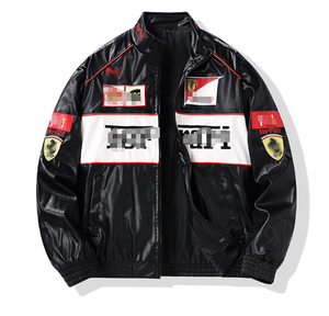 Giacca da Baseball di Tendenza da <span class=keywords><strong>Uomo</strong></span> di Marca Cross-Border in Pelle PU Ispessita con Ricami Giacca da Moto Volante per Coppia - Product Image 1