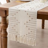 Chemins de table en macramé tissés en coton naturel, longs, écologiques, durables, personnalisables pour la décoration de maison moderne, de ferme ou de mariage