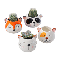 Pots à fleurs miniatures en céramique émaillée motif animaux de dessin animé, vente chaude, pots à succulentes d'intérieur pas chers, décoration de jardin et de maison, plantes artificielles
