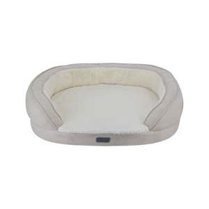 Lit rond anti-dérapant pour chat et chien avec couverture en fourrure de lapin durable en peluche calmant entraîneur amovible motif solide - Product Image 6