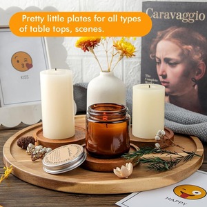 Wooden Stackable Reusable <b>Drink</b> <b>Coasters</b> Acacia Wood Round <b>Coasters</b> for Coffee Table Bar Home Desk Supplies - Product Image 3