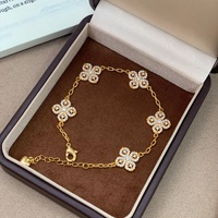 Bracelet en or 24 carats plaqué or, style vintage français, croix Vajra incrustée de diamants, couleur durable, bijoux de luxe légers pour femmes, ODM OEM