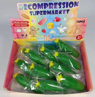 Jouet Concombre Moelleux 12 pièces Boîte de Présentation Légume Vert Réaliste à Presser Sensoriel Anti-Stress Cadeau pour Enfants Faveur de Fête