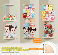 Hamac de rangement pour animaux en peluche porte-jouets en bois salle de jeux pépinière organisateur de stockage de jouets