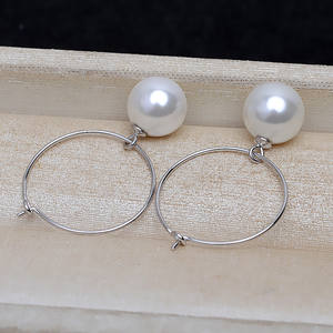 Handmade DIY Women's Earrings Earnail 3 Bead Silver (S925) and Pearl Empty <b>Holder</b> Accessories Gold Plated 6mm Size 4790 - Product Image 2