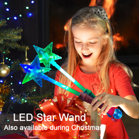 Baguettes lumineuses LED 16'' en forme d'étoile avec boule disco, alimentées par piles, pour Noël, Pâques, les fêtes de remise des diplômes et les festivals