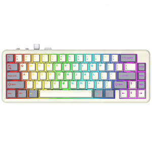 คีย์บอร์ดเกมมิ่งแบบมีสายปรับแต่งได้ใหม่ RGB 7-RGB Backlit แบตเตอรี่ 4000mAh 68/75 ปุ่ม Hot Swappable ออกแบบตามหลักสรีรศาสตร์ ช่องเสียบ Type-C สำหรับคอมพิวเตอร์ 7 - Product Image 1