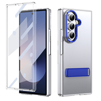 Funda Plegable Popular Transparente de PC Rígido con Soporte Metálico, Marco Elevado para Cámara, Protección Antigolpes y Anticaídas