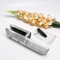 Support de fixation robuste en acier inoxydable pour verre, finition satinée brossée, profil en U asymétrique, plaque arrière pré-perforée, avec écrou et boulon