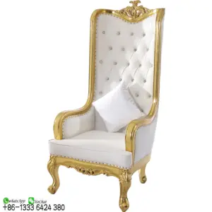 Maliyet etkin beyaz düğün olay parti mobilya yüksek geri lüks kral altın taht sandalyeler