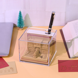 Bloc de Notas 3D con Calendario, Diseño de Estación de Tren, Decoración de Escritorio, Bloc de Notas de Papel Recortado, Papelería para la Escuela, Oficina, Hogar, Regalo de Lujo - Product Image 3