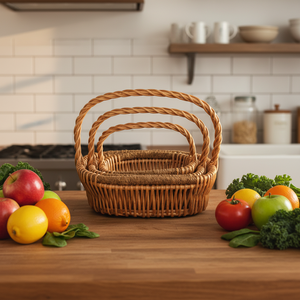 Nouveau Panier à Fruits en Osier 2025 OEM ODM <span class=keywords><strong>avec</strong></span> Poignées, Couleur Naturelle, Fait Main, Logo Personnalisé, Certifié BSCI, Art et Objets de Collection, Pâques - Product Image 1