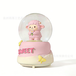Cute Sheep Crystal Music <b>Box</b> Round Plastic Rotating <b>Sweet</b> Decor For Desk Or <b>Gift</b> - Product Image 3
