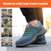 Botas de Trabajo Unisex de Cuero de Gamuza Transpirable, Corte Bajo, con Puntera de Acero Ancha, Estándar Europeo, Antipinchazos en la Entresuela, Protectoras