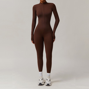 Nuevo <span class=keywords><strong>Mono</strong></span> Deportivo de <span class=keywords><strong>Manga</strong></span> <span class=keywords><strong>Larga</strong></span> con Cierre para Mujer, para Fitness, Yoga, Correr y Actividades al Aire Libre, Ropa Deportiva Ajustada y Cálida - Product Image 5