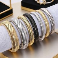 Bracelet extensible Tubogas haut de gamme en acier inoxydable plaqué or 18 carats pour femme, coloris or, argent, noir, inaltérable, Collier Acier Ganku