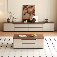 Meuble TV pour petit appartement, style luxe léger, combinaison table basse et meuble TV sur pied pour salon