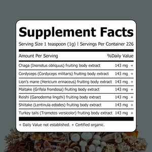 Premium Potency 7 in 1 Organic Mushroom Powder Cordyceps militaris Immunity Gut Heart Support Multi Mushroom Daily Wellness - Product Image 2