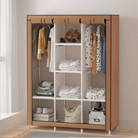 Armoire Penderie Minimaliste Écoresponsable en Tissu Chinois avec Cadre Métallique Démontable pour Chambre ou Salon