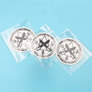 Cool Design Custom Raised Kungfu Logo Embossed Soft PVC Rubber Sew in Tags Labels Patches for Uniforms