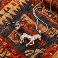 Collier unisexe style Hip Hop en acier inoxydable plaqué argent avec pendentif cheval de la prospérité, étanche, cadeau tendance, chaîne à maillons