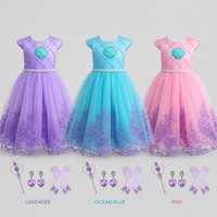 Robe de princesse La Petite Sirène personnalisée OEM ODM, costume de cosplay pour filles, couleur et taille personnalisées, broderie