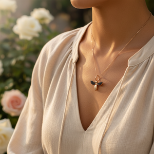 <b>Bee</b> Shape Charm Black Zircon Stone For Woman Wholesale Turkish Handmade 925 Silver Sterling Jewelry - Product Image 3