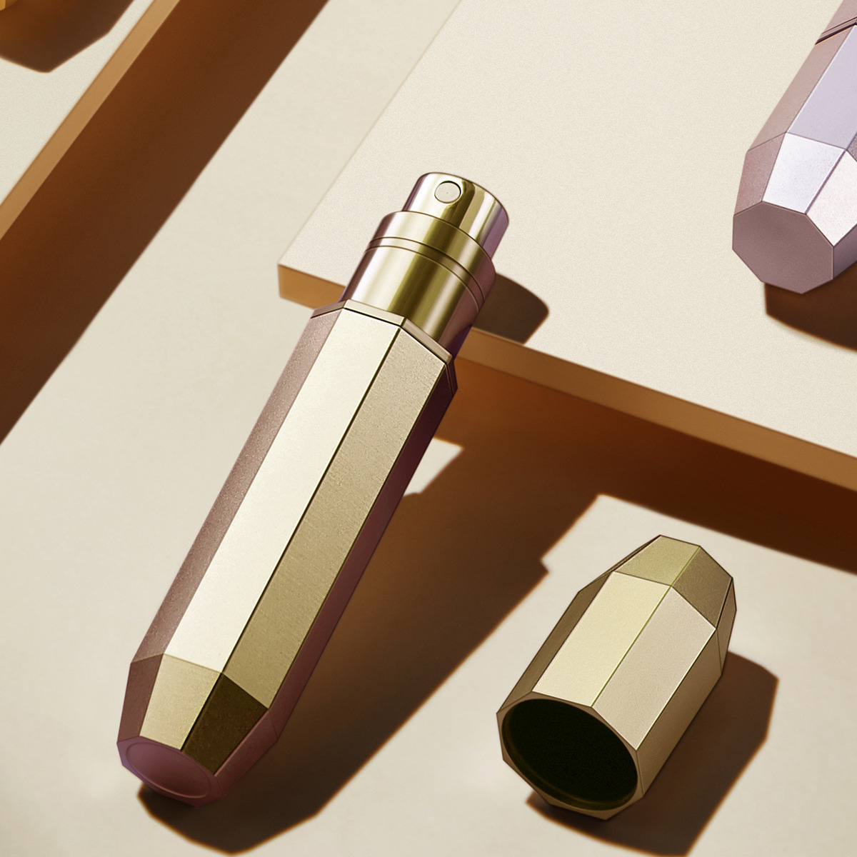 5ml-octagonal small gold bar-champagne gold-aluminum+pctg