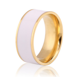 Anillo de Acero Inoxidable de 8MM, Oro de 18K, Resina Epoxi Blanca, Joyería de Moda Unisex de Acero Titanio, Regalo - Product Image 5