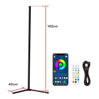 Lampe d'angle rétro en aluminium à montage au sol, modèle à trois sections, avec contrôle sonore via application/voix, pour lampe de bureau LED USB