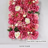Dinding Bunga Artifisial Mewah Mawar Merah Hydrangea Sutra Dekorasi Latar Belakang Pernikahan Panel Grosir Bunga Palsu