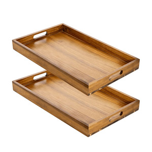 Unique Kitchen <b>Trays</b> Set Food Wood Valet <b>Trays</b> Serving Platter Party extra <b>Large</b> Acacia Wood Serving <b>Tray</b> With Handles - Product Image 1