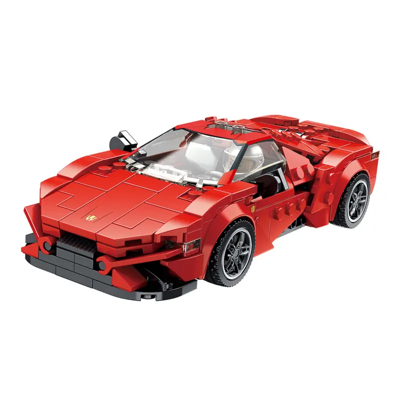 Panlos 666011 Blocos de Construção Carro de Corrida Educacional Plástico ABS Carro Vermelho F8 Veículo Brinquedo Tijolos para Menino Crianças
