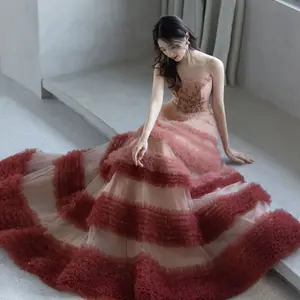 패션 끈이없는 점진적인 변화 색깔 공식적인 저녁 무도회 가운 15 년 소녀의 졸업 Quinceanera 드레스