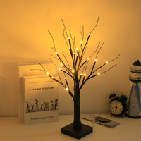 Lámpara LED de Árbol de Abedul Artificial de 2 Pies, Luz Cálida de Hadas, Árbol de Luz Decorativo de Plástico Negro para el Día de San Valentín, Decoración para el Hogar y Fiestas