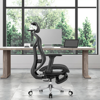 Chaise de bureau ergonomique moderne entièrement en maille, avec support lombaire réglable, repose-pieds pivotant, base en alliage d'aluminium, vérin à gaz certifié classe 3