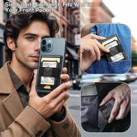 Dompet Kartu Magnetik Minimalis 2 in 1 dengan Tombol Tekan, Dompet Popup Mag Safe untuk Pria