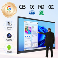 Tableau blanc interactif à écran tactile 4K UHD avec caméra IA et partage sans fil pour salle de réunion et salle de classe intelligente