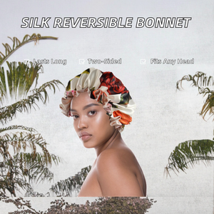 หมวกคลุมผมไหมซาตินลายดอกไม้สองชั้นแบบปรับได้ ขายส่ง คุณภาพหรูหรา ขอบระบายสีพื้น สำหรับนอนหลับและเดินทาง - Product Image 2
