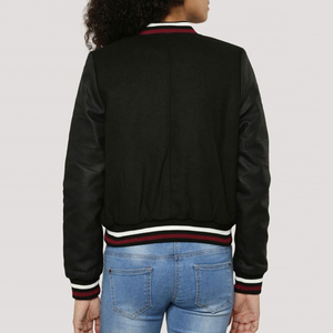 Veste de baseball vintage noire pour femme, style universitaire, broderie personnalisée, prix bas, bonne affaire - Product Image 2