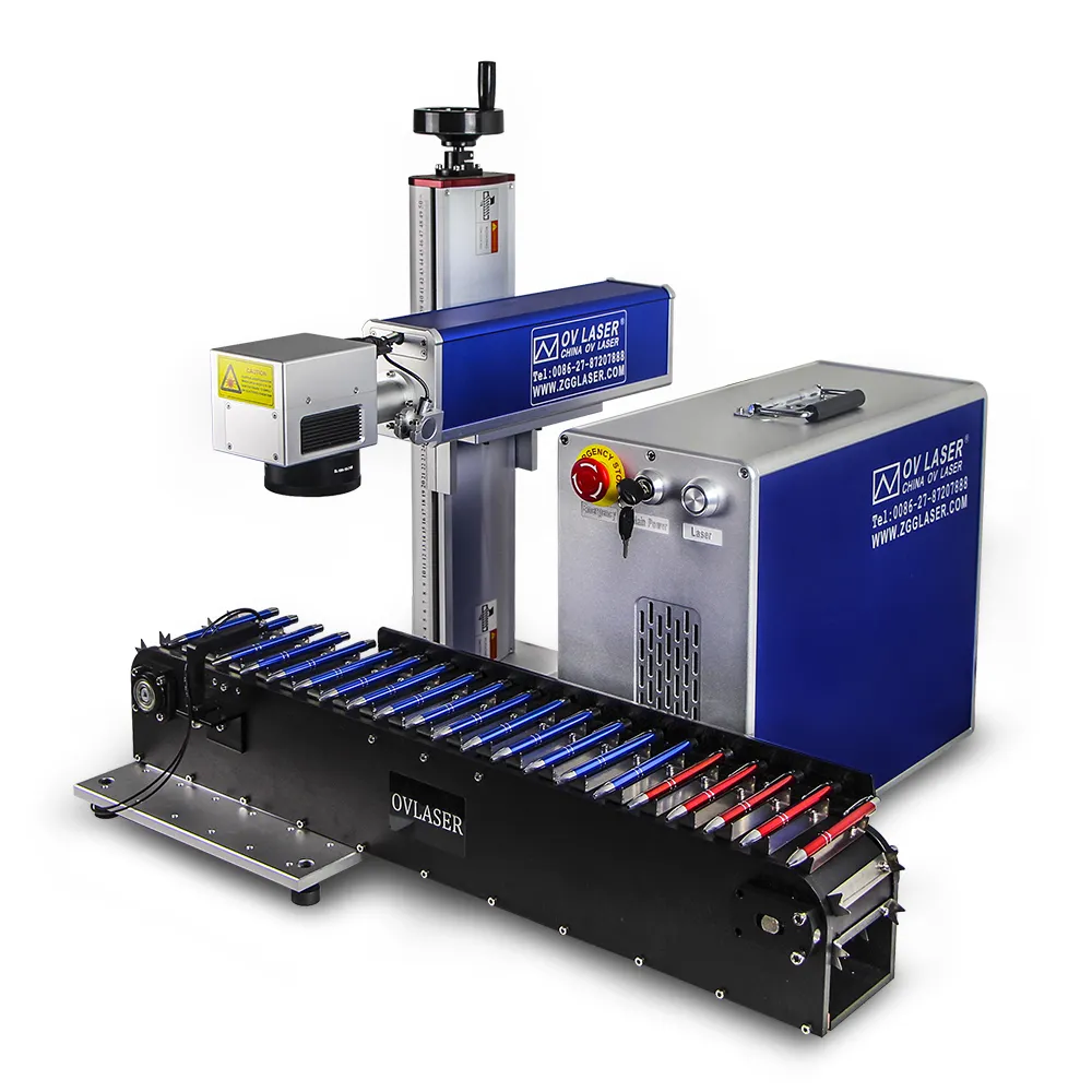 Giá rẻ 30W 50W 60W mopa sợi laser bút băng tải máy khắc laser cho Bút Đánh Dấu in ấn