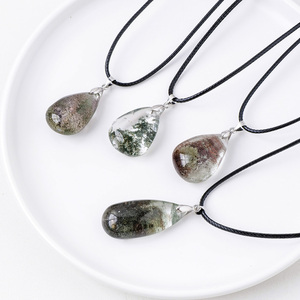 Collier en cristal de quartz avec pendentif fantôme coloré, pierre naturelle, goutte <span class=keywords><strong>d</strong></span>'<span class=keywords><strong>eau</strong></span>, énergie, vente en gros - Product Image 6