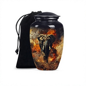 Hermosa urna grande de aluminio para adultos de cremación de mamut para cenizas humanas Urna conmemorativa clásica para cenizas con bolsa de terciopelo gratis - Product Image 1