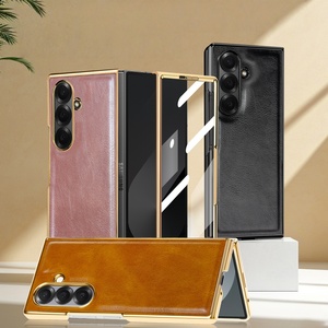 Étui pour téléphone Samsung Z Fold 7, motif Crazy Horse électroplaqué, avec film intégré, compatible avec Samsung Z Fold 6 5 4 3 2 - Product Image 2