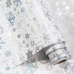 Silver Glitter Snowflake Wrapping <b>Paper</b> <b>Roll</b> 17 Inch X 33 Feet Gift Craft Recyclable - Product Image 1