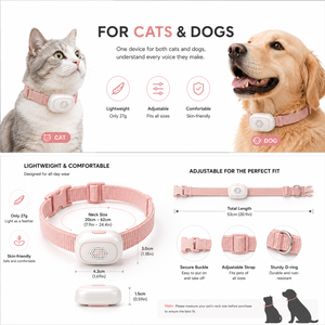 Traducteur pour animaux de compagnie Traduction humain-animal en temps réel IA Collier GPS Léger Imperméable Confortable pour chats et chiens - Product Image 5